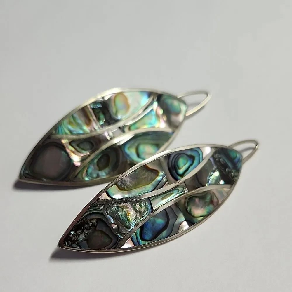 Alpaca Mexico Abalone Inlay Leaf Barrette Hair Clips